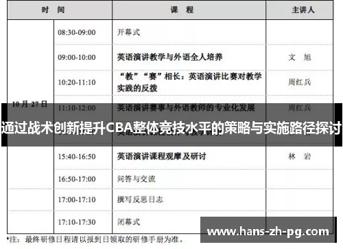 通过战术创新提升CBA整体竞技水平的策略与实施路径探讨